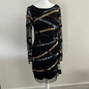 NWT Aidan Mattox Size 8 Black Beaded cocktail dress.